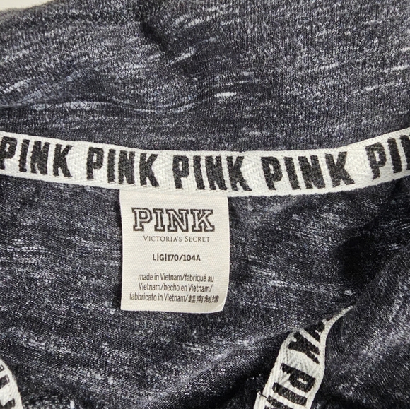 Victoria’s Secret PINK Grey Crop Top Size Large L Logo Long Sleeve EUC - Picture 5 of 8